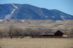 Barn with Mountain in background
